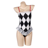 Movie Joker: Folie à Deux (2024) Harley Quinn Women White And Black Swimsuit Cosplay Costume