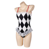 Movie Joker: Folie à Deux (2024) Harley Quinn Women White And Black Swimsuit Cosplay Costume