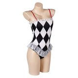 Movie Joker: Folie à Deux (2024) Harley Quinn Women White And Black Swimsuit Cosplay Costume