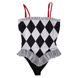Movie Joker: Folie à Deux (2024) Harley Quinn Women White And Black Swimsuit Cosplay Costume