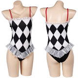 Movie Joker: Folie à Deux (2024) Harley Quinn Women White And Black Swimsuit Cosplay Costume