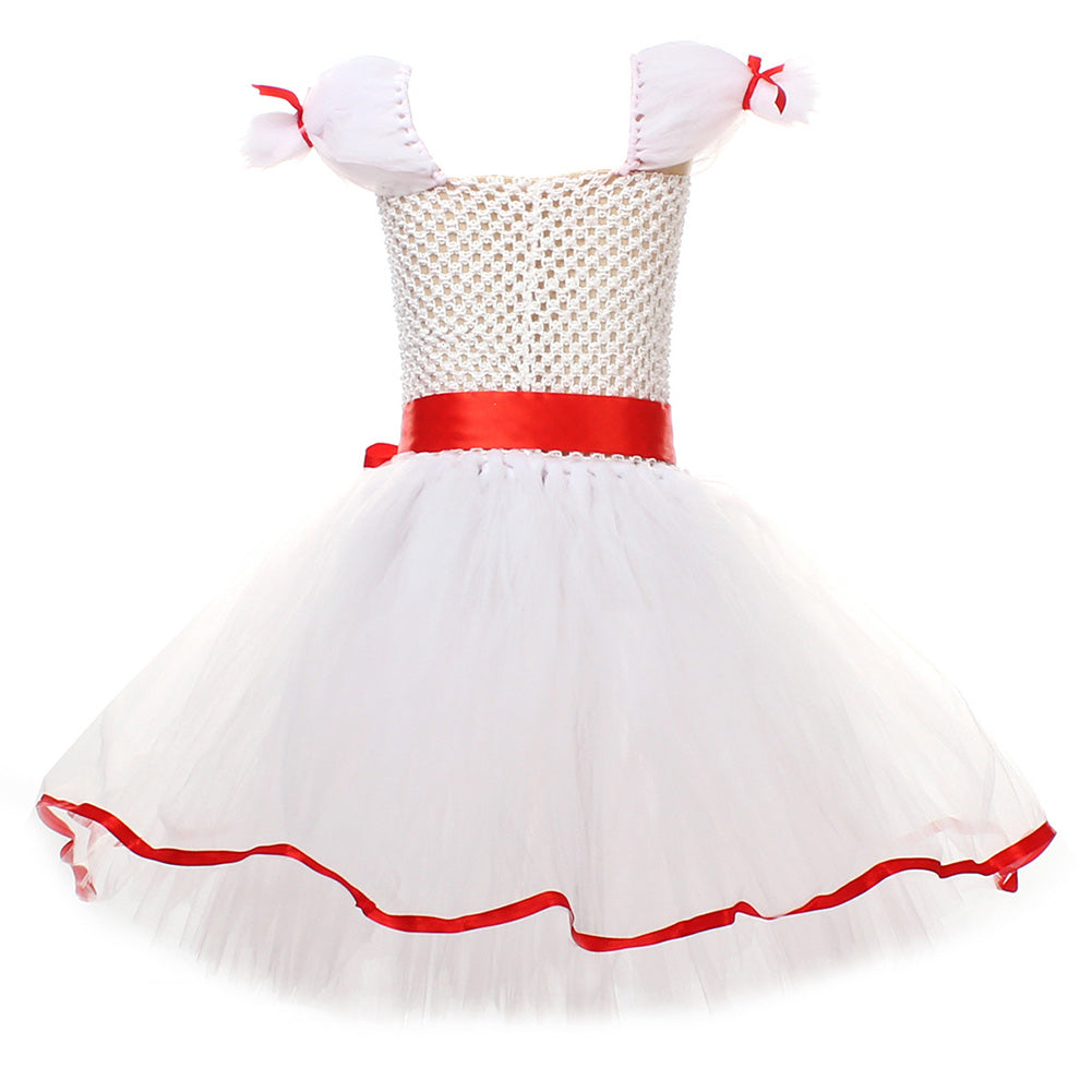 Annabelle Toddler Girl Kids Children White Tutu Dress Cosplay Costume Outfits Halloween Carnival Suit