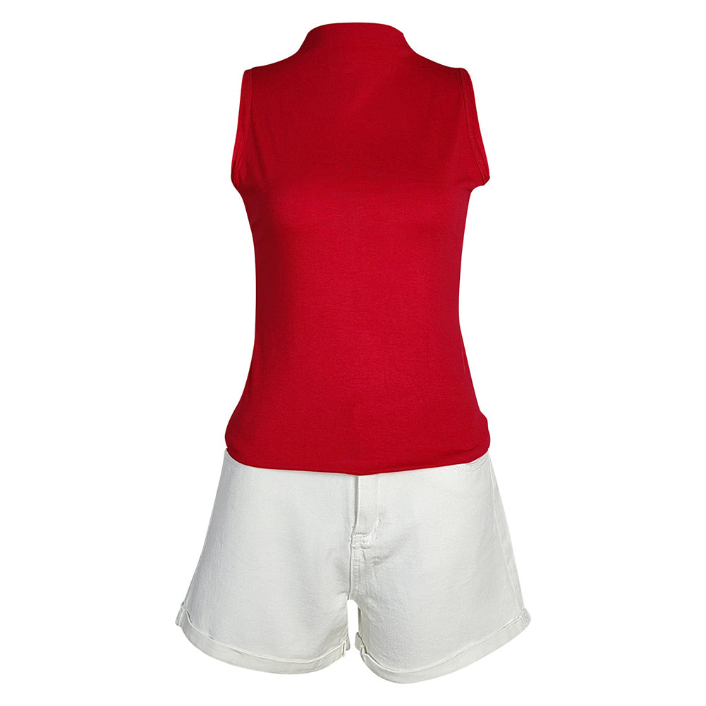 Anime Detective Conan/Case Closed Ai Haibara Red Suit Cosplay Costume Outfits Halloween Carnival Suit