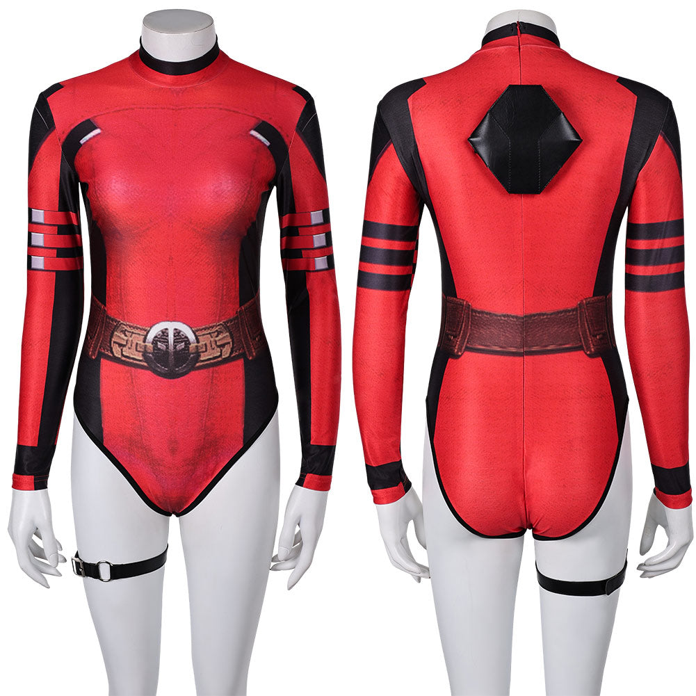 Deadpool & Wolverine 2024 Ladypool Women Red Swimsuit Cosplay Costume Outfits Halloween Carnival Suit