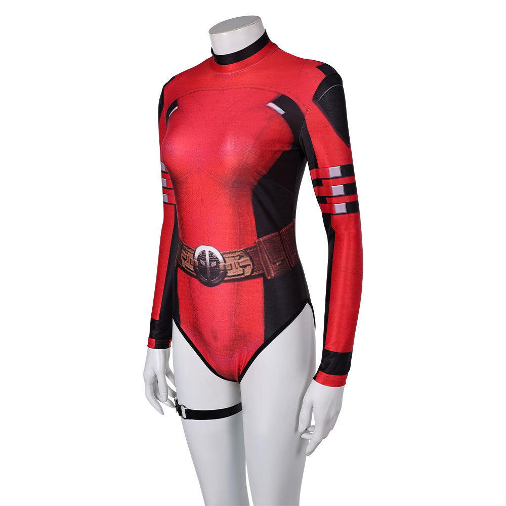 Deadpool & Wolverine 2024 Ladypool Women Red Swimsuit Cosplay Costume Outfits Halloween Carnival Suit