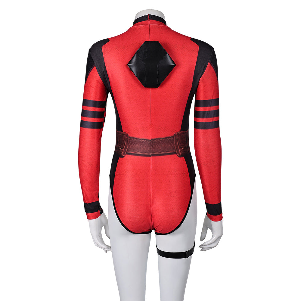 Deadpool & Wolverine 2024 Ladypool Women Red Swimsuit Cosplay Costume Outfits Halloween Carnival Suit