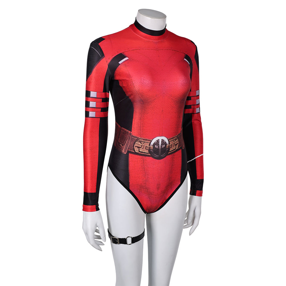 Deadpool & Wolverine 2024 Ladypool Women Red Swimsuit Cosplay Costume Outfits Halloween Carnival Suit