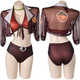 Doreen Green Squirrel Girl Women Brown Bikini Set Swimsuit Cover Up Outfit Cosplay Costume