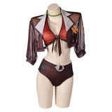 Doreen Green Squirrel Girl Women Brown Bikini Set Swimsuit Cover Up Outfit Cosplay Costume