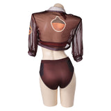 Doreen Green Squirrel Girl Women Brown Bikini Set Swimsuit Cover Up Outfit Cosplay Costume