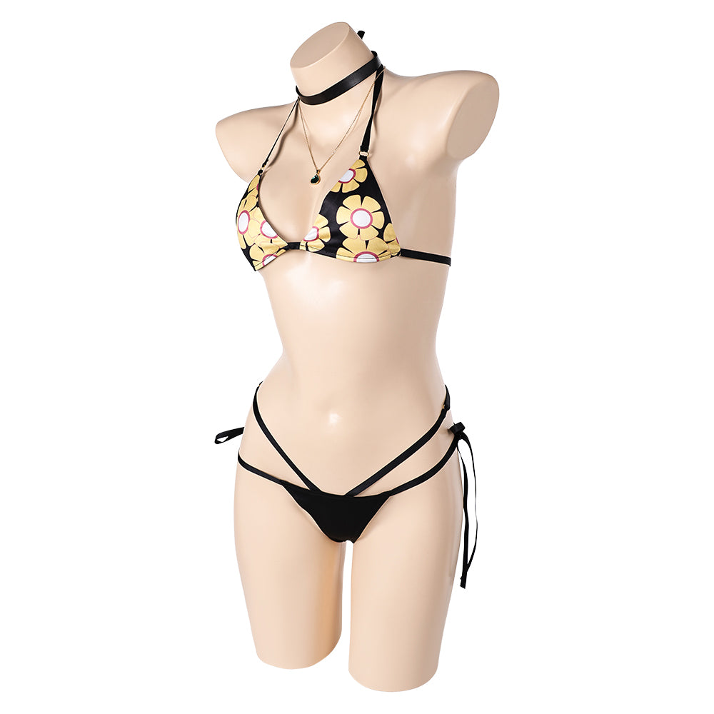Final Fantasy Tifa Lockhart Women Black Bikini Set Swimsuit Cosplay Costume Outfits Halloween Carnival Suit