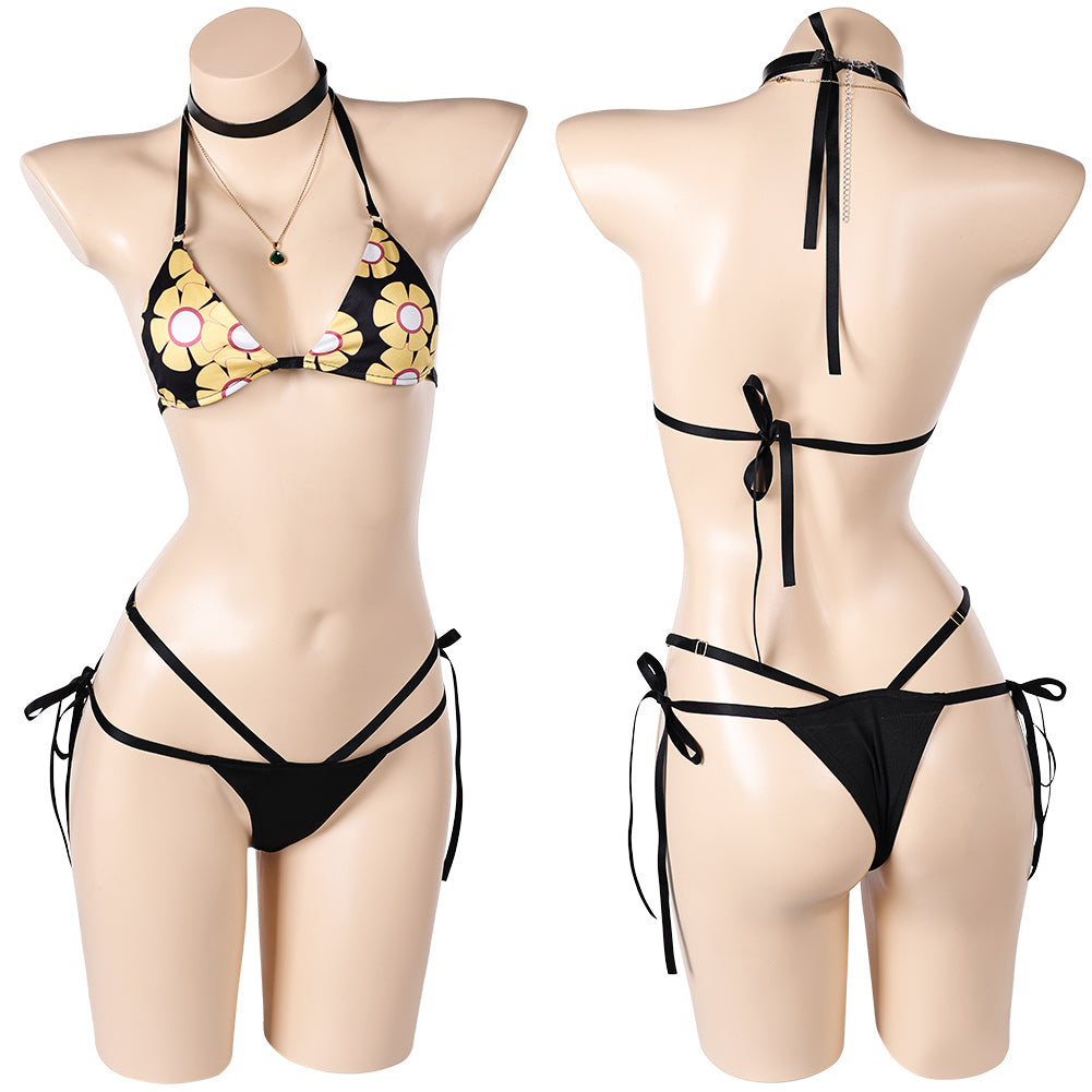 Final Fantasy Tifa Lockhart Women Black Bikini Set Swimsuit Cosplay Costume Outfits Halloween Carnival Suit