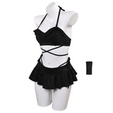 Final Fantasy Tifa Lockhart Women Black Swimsuit Set Cosplay Costume Outfits Halloween Carnival Suit