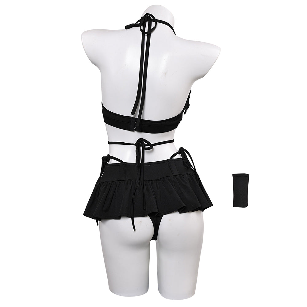 Final Fantasy Tifa Lockhart Women Black Swimsuit Set Cosplay Costume Outfits Halloween Carnival Suit