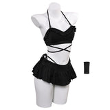 Final Fantasy Tifa Lockhart Women Black Swimsuit Set Cosplay Costume Outfits Halloween Carnival Suit