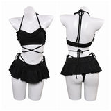 Final Fantasy Tifa Lockhart Women Black Swimsuit Set Cosplay Costume Outfits Halloween Carnival Suit