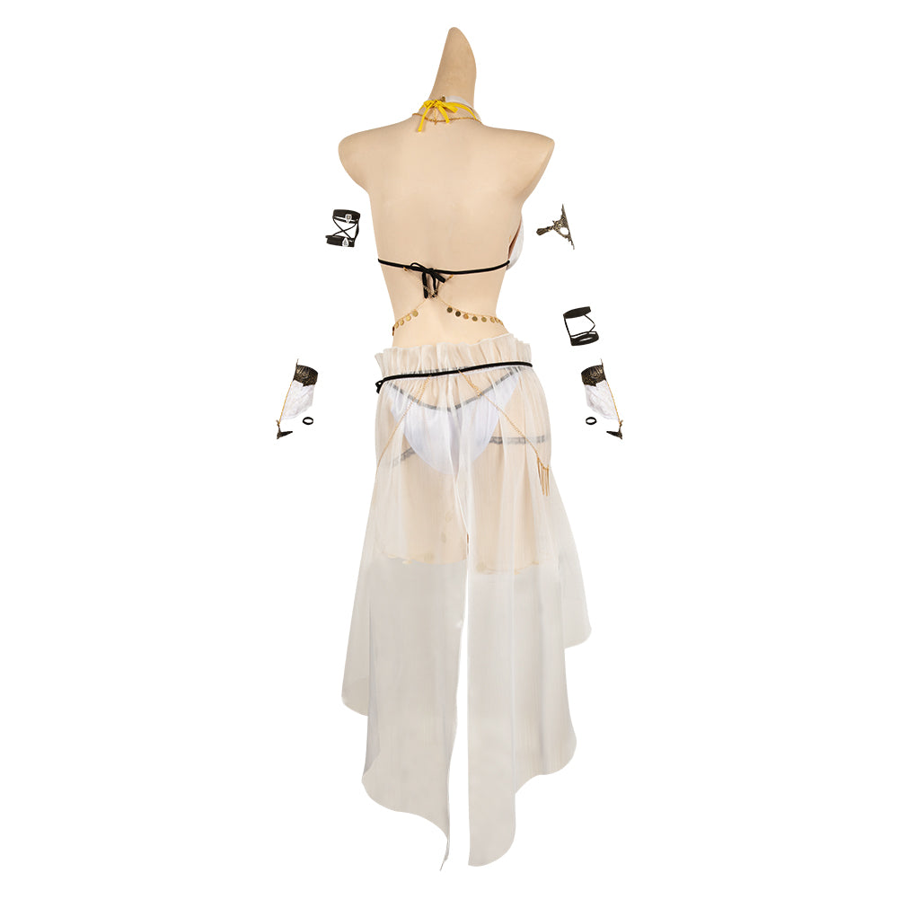 Game Final Fantasy Tifa Lockhart White Swimsuit Set Cosplay Costume Outfits Halloween Carnival Suit