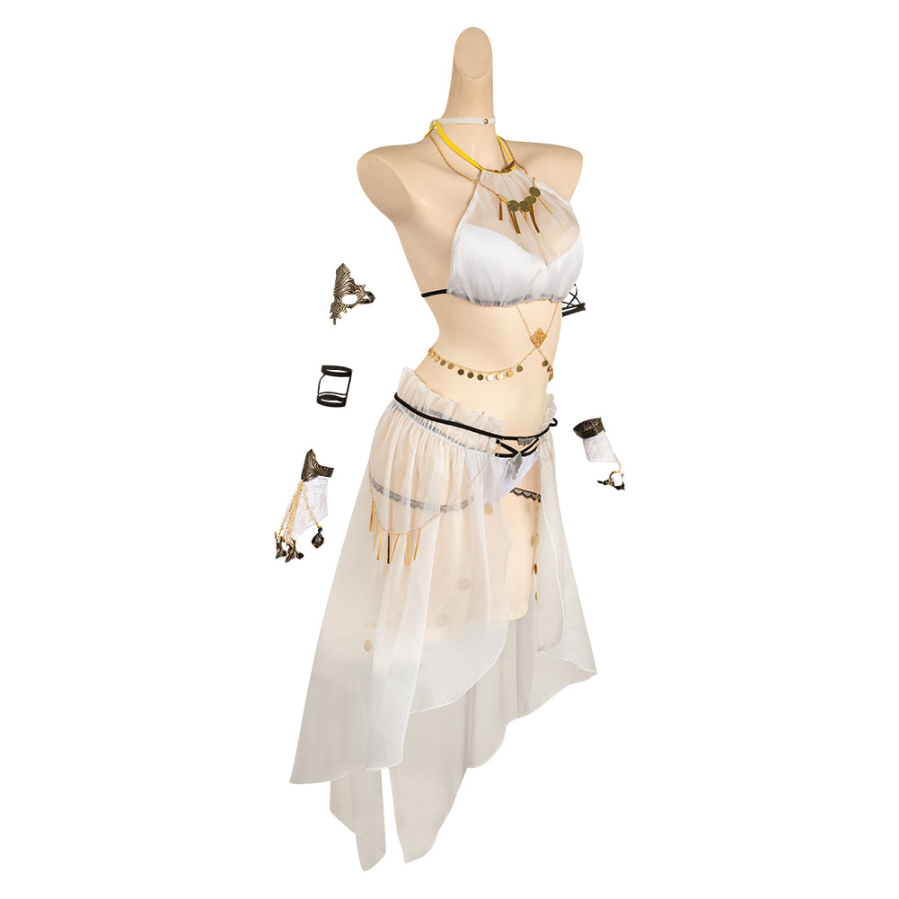 Game Final Fantasy Tifa Lockhart White Swimsuit Set Cosplay Costume Outfits Halloween Carnival Suit