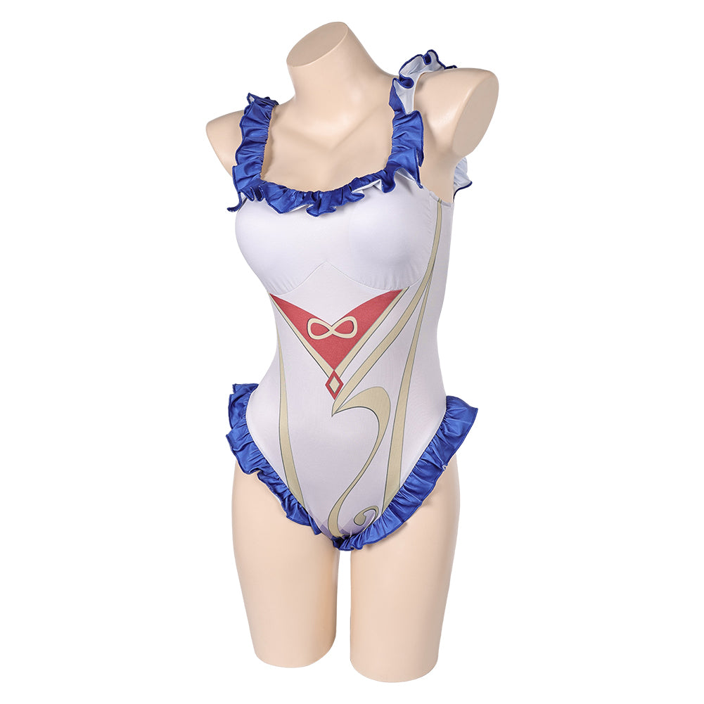 Game Genshin Impact Ganyu Women White One-piece Swimsuit Cosplay Costume Outfits Halloween Carnival Suit