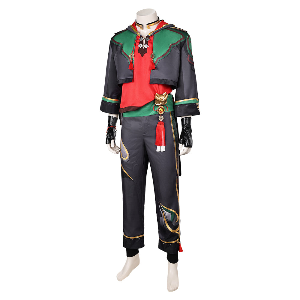 Game Genshin Impact Yip Gaming Black Outfit Cosplay Costume Outfits Halloween Carnival Suit