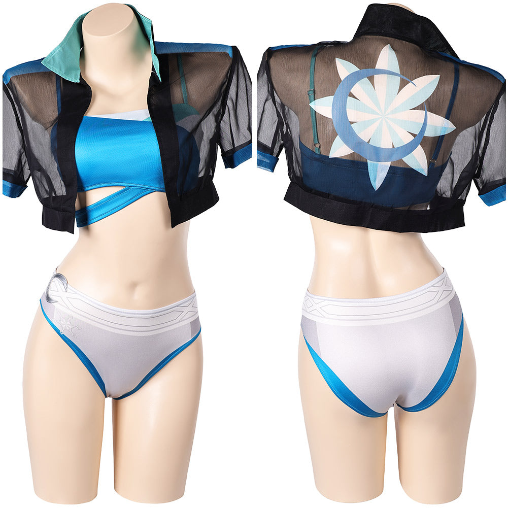 Luna Snow Women Blue Bikini Set Swimsuit Outfit Cosplay Costume Outfits Halloween Carnival Suit