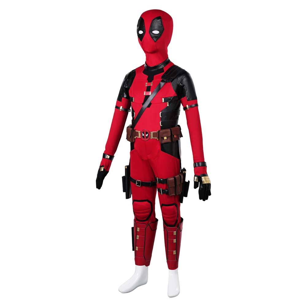Movie Deadpool & Wolverine 2024 Wade Wilson Kids Children Red Outfit Cosplay Costume