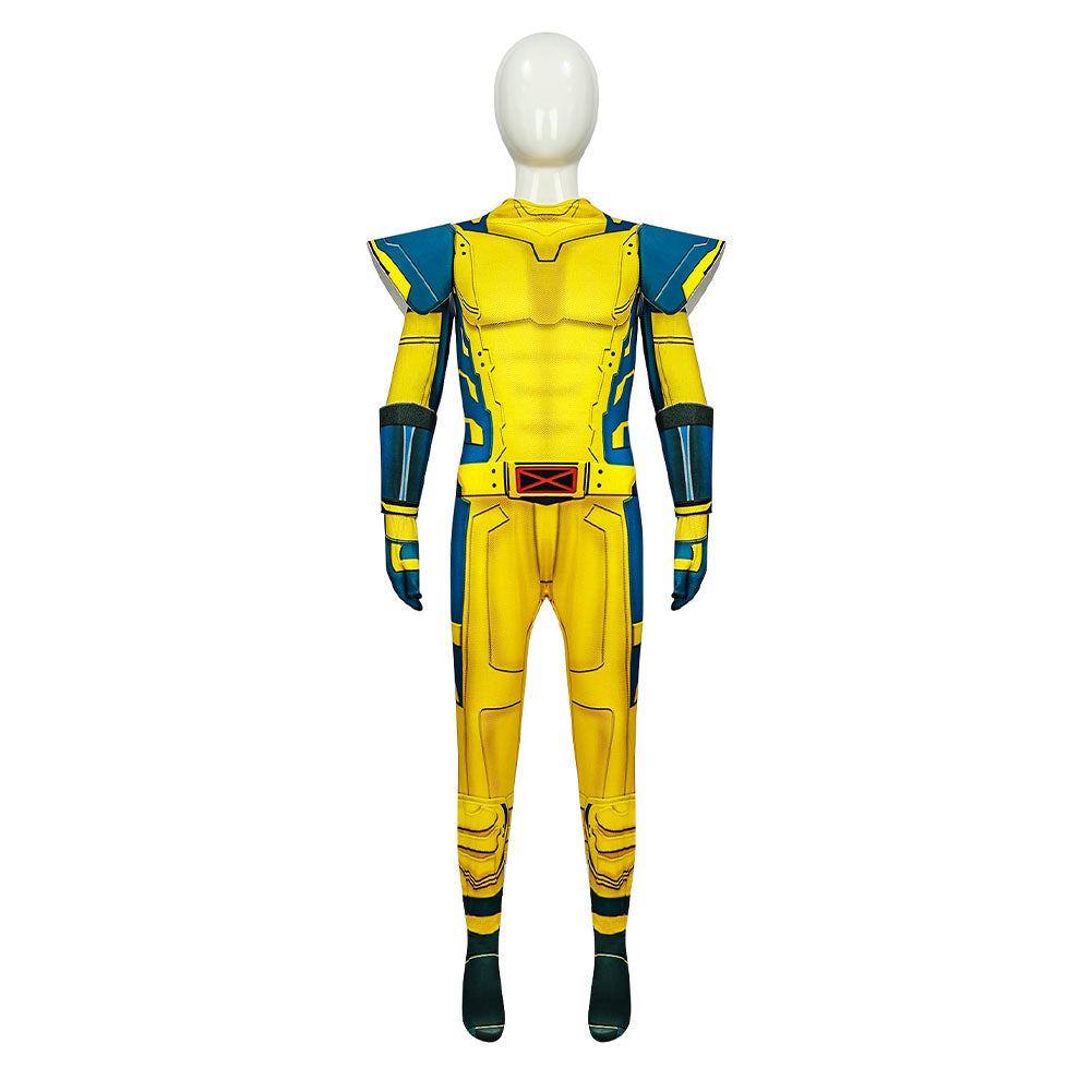 Movie Deadpool & Wolverine 2024 Wolverine Kids Children Yellow Jumpsuit Cosplay Costume