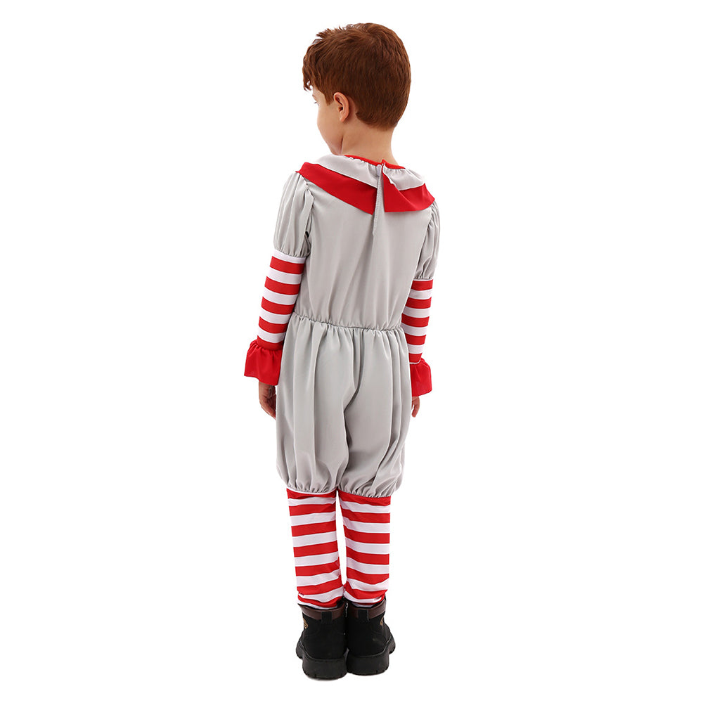 Movie It Pennywise Kids Children Grey Jumpsuit Cosplay Costume Outfits Halloween Carnival Suit