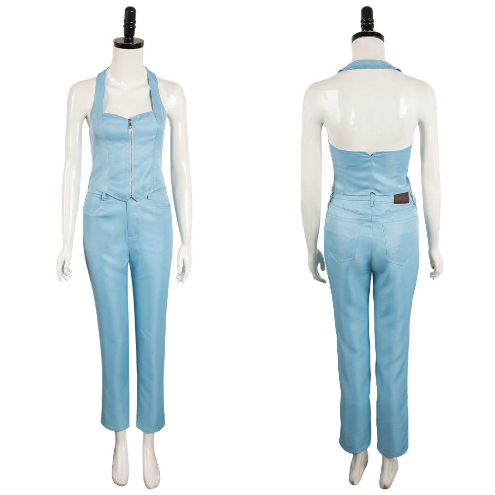 Movie MaXXXine 2024 Maxine Women Blue Outfit Cosplay Costume Outfits Halloween Carnival Suit