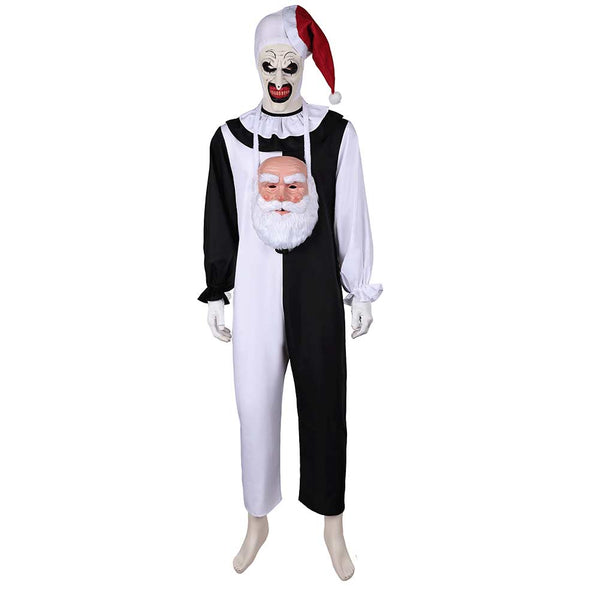 Movie Terrifier 3 (2024) Art the Clown Black And White Jumpsuit With M   TrendsinCosplay