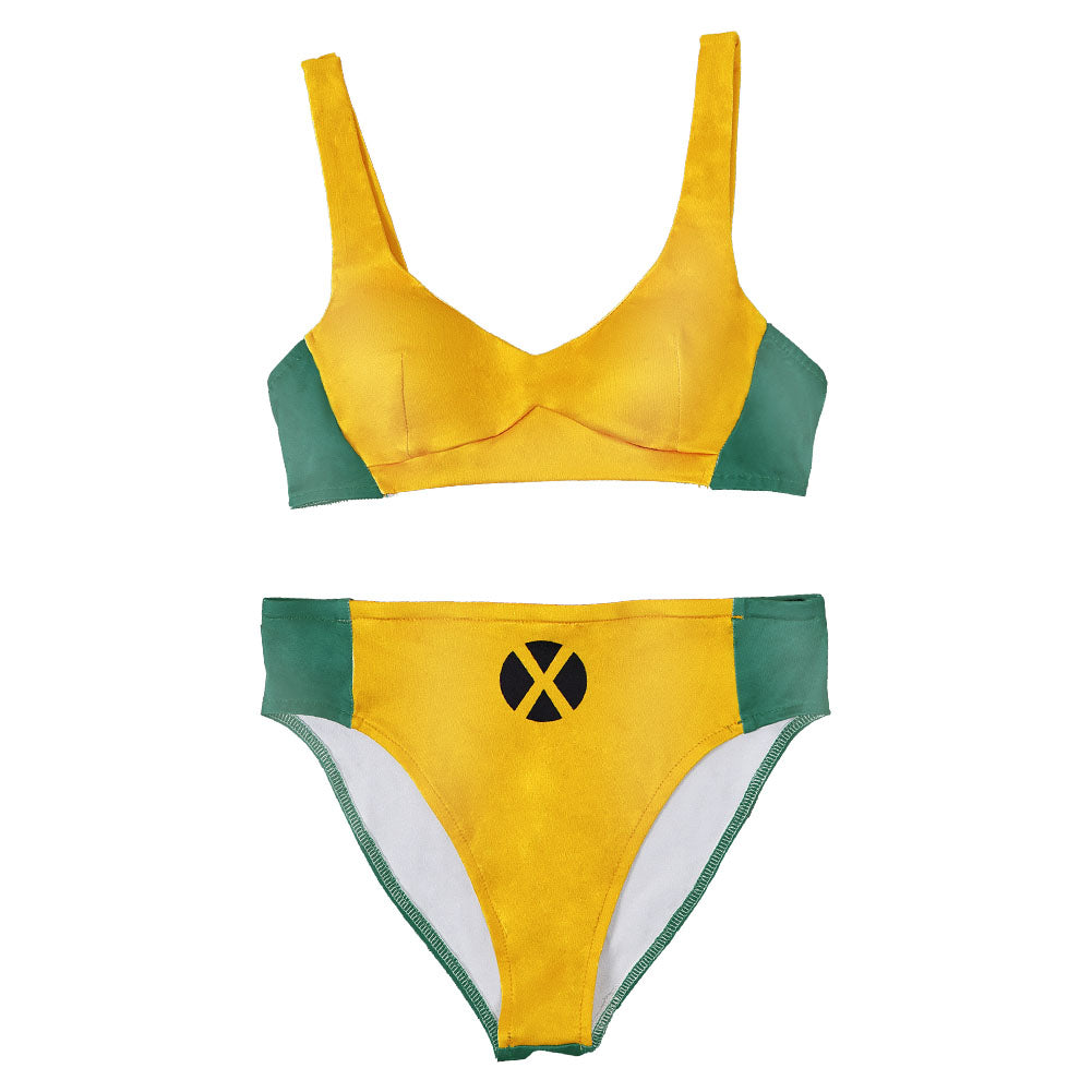 Rogue Women Yellow And Green Swimsuit Cosplay Costume Outfits Halloween Carnival Suit
