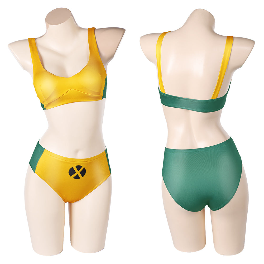 Rogue Women Yellow And Green Swimsuit Cosplay Costume Outfits Halloween Carnival Suit
