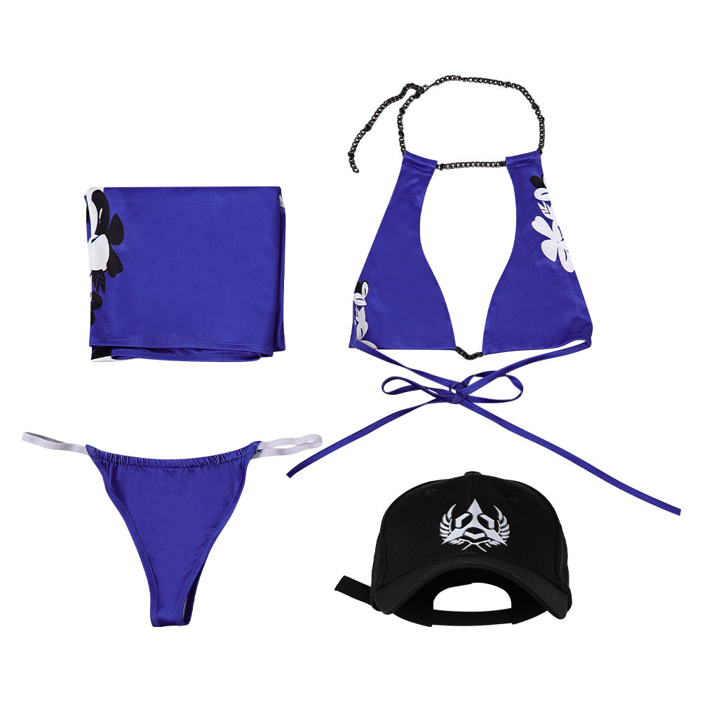 Tekken 8 Reina Women Purple Swimsuit Set Cosplay Costume Outfits Halloween Carnival Suit