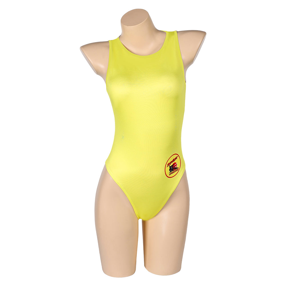 TV Baywatch Women Yellow One-piece Swimsuit Cosplay Costume Outfits Halloween Carnival Suit