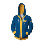 TV Fallout Vault 88 Dweller Cosplay Hooded Sweatshirt Unisex Casual Streetwear Zip Up Jacket Coat