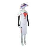 TV Hazbin Hotel Lucifer Morningstar Women White Dress With Hat Cosplay Costume Outfits Halloween Carnival Suit