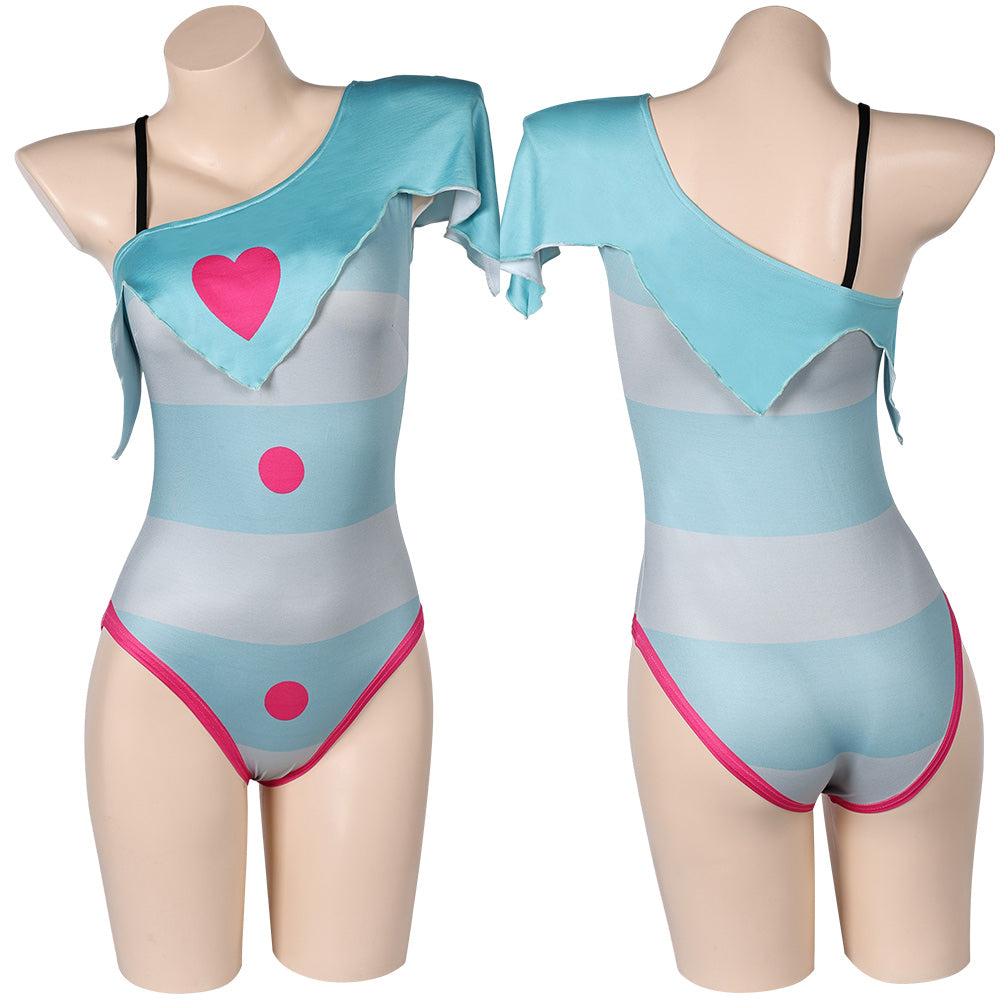TV Helluva Boss Hazbin Hotel Fizzarolli Women Blue One-piece Swimsuit Cosplay Costume Original Design