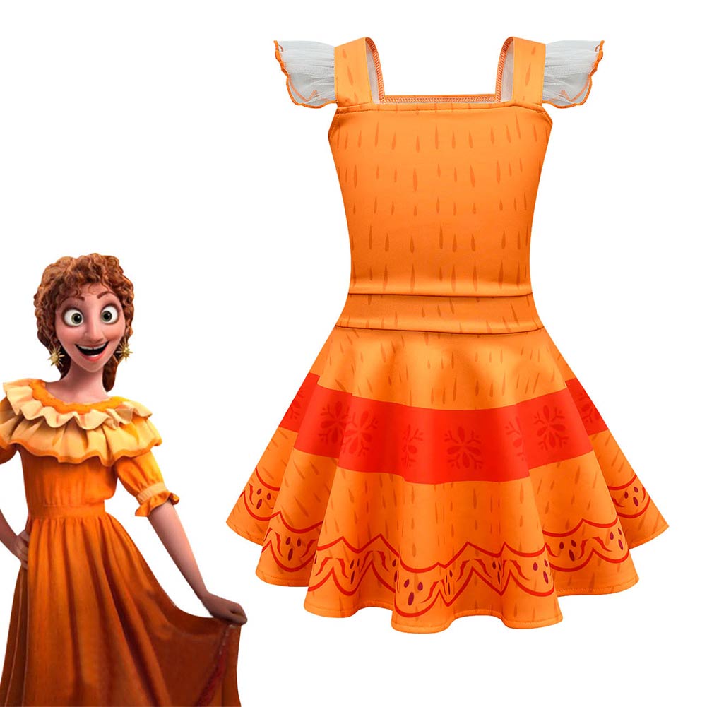 Kids Girls  Encanto Pepa Halloween Carnival Suit Cosplay Costume Dress Outfits