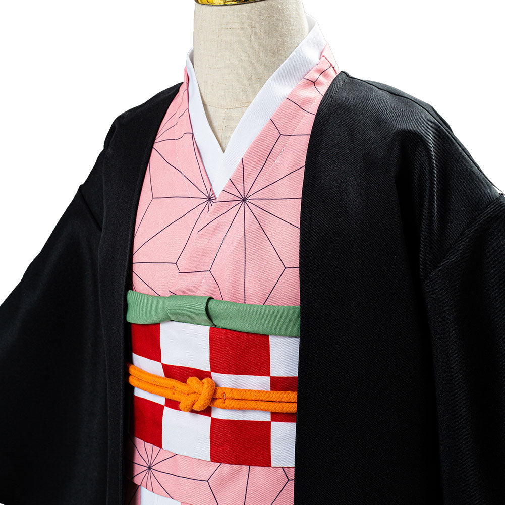 Anime Demon Slayer Kimetsu no Yaiba Kamado Nezuko Cosplay Costume Kids Children Uniform Outfits