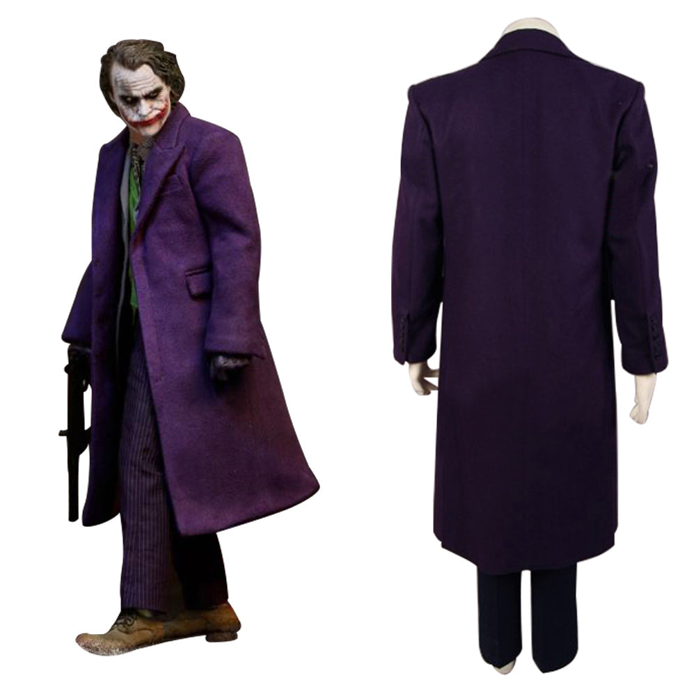 Dark Knight Heath Ledger Joker 6 pcs Costume Set *  Wool trench Coat Version
