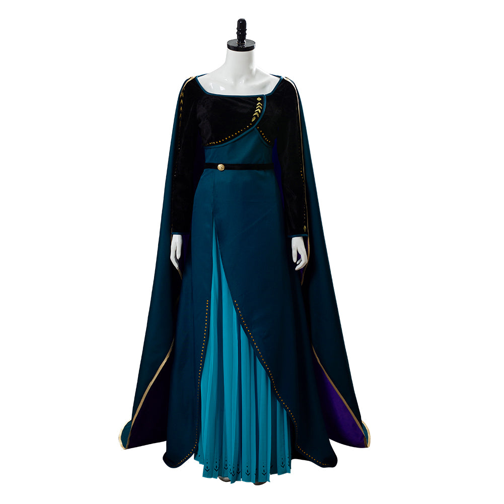 Queen Frozen 2 Gown Anna Coronation Dark Green Outfit Cosplay Costume