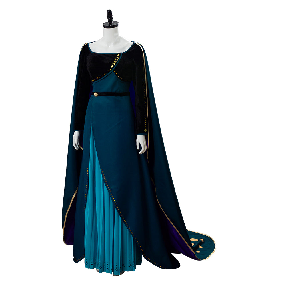 Queen Frozen 2 Gown Anna Coronation Dark Green Outfit Cosplay Costume