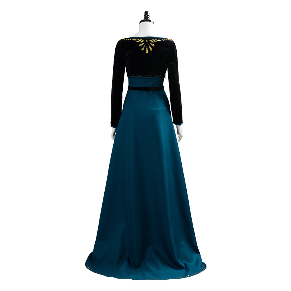 Queen Frozen 2 Gown Anna Coronation Dark Green Outfit Cosplay Costume