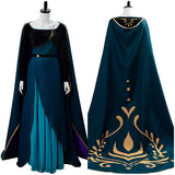 Queen Frozen 2 Gown Anna Coronation Dark Green Outfit Cosplay Costume