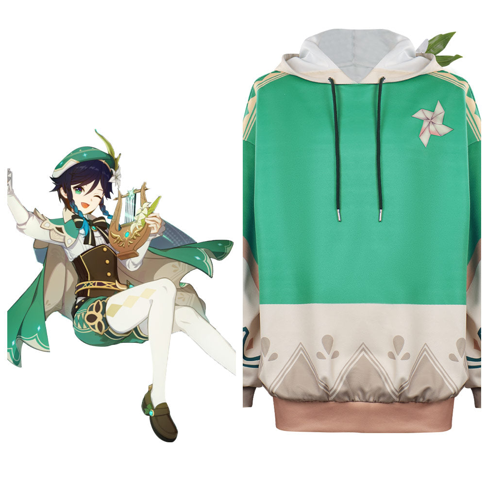 Genshin Impact Venti Cosplay Costume Hoodie Coat Halloween Carnival Suit
