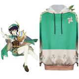 Genshin Impact Venti Cosplay Costume Hoodie Coat Halloween Carnival Suit