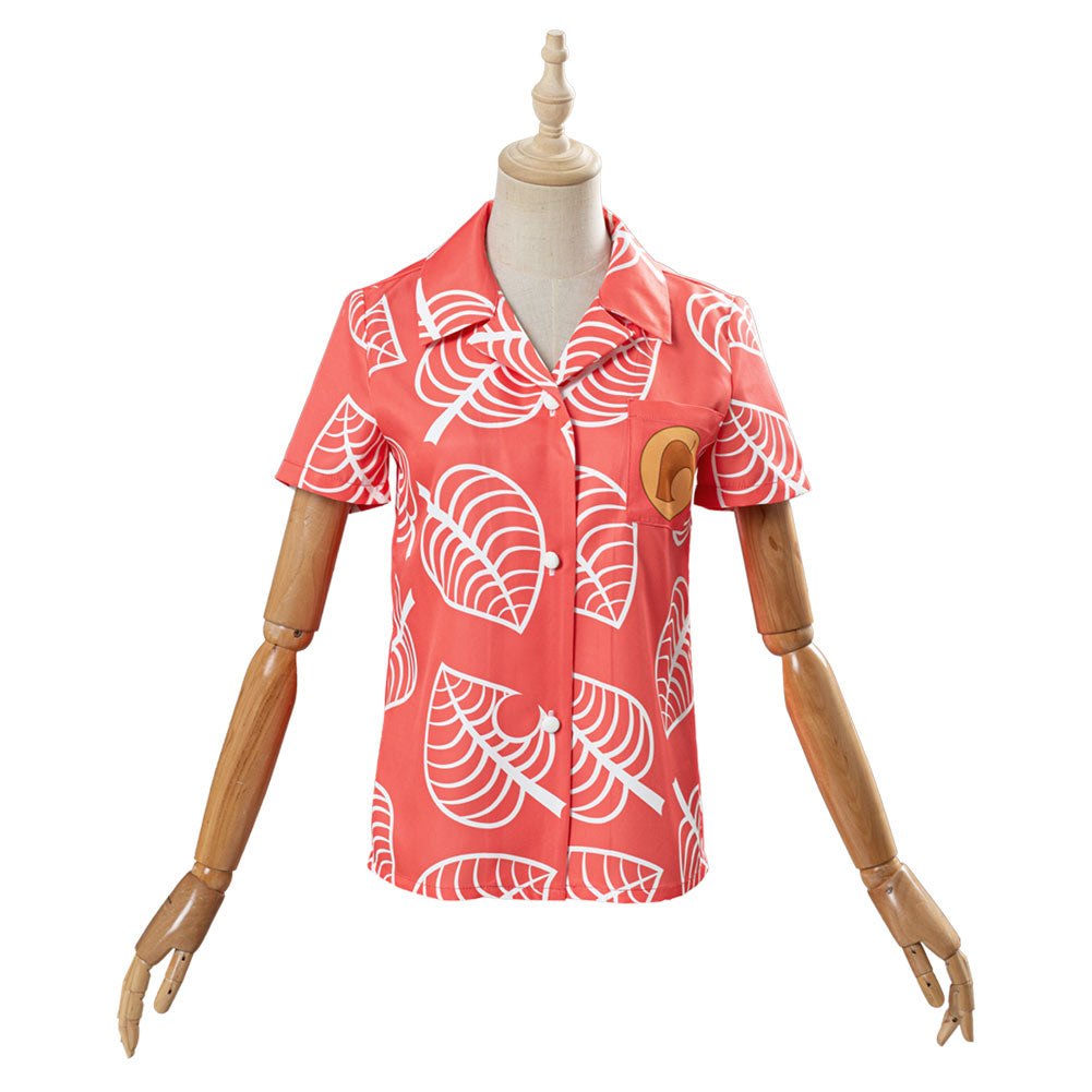Game Animal Crossing Isabelle Cosplay Costume Women Short Sleeve Shirts Top