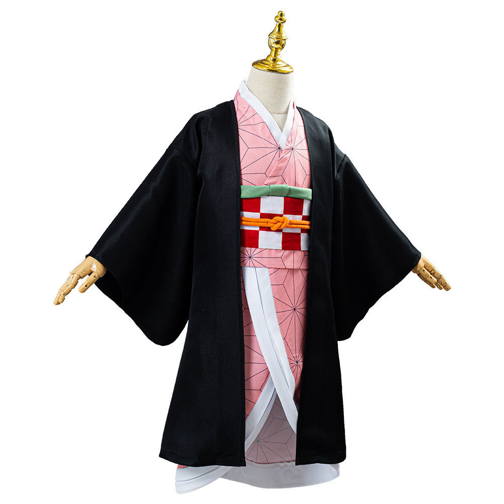 Anime Demon Slayer Kimetsu no Yaiba Kamado Nezuko Cosplay Costume Kids Children Uniform Outfits