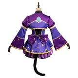 Genshin Impact Mona Alice in Wonderland Cosplay Costume Cheshire Cat Dress Outfits Halloween Carnival Suit