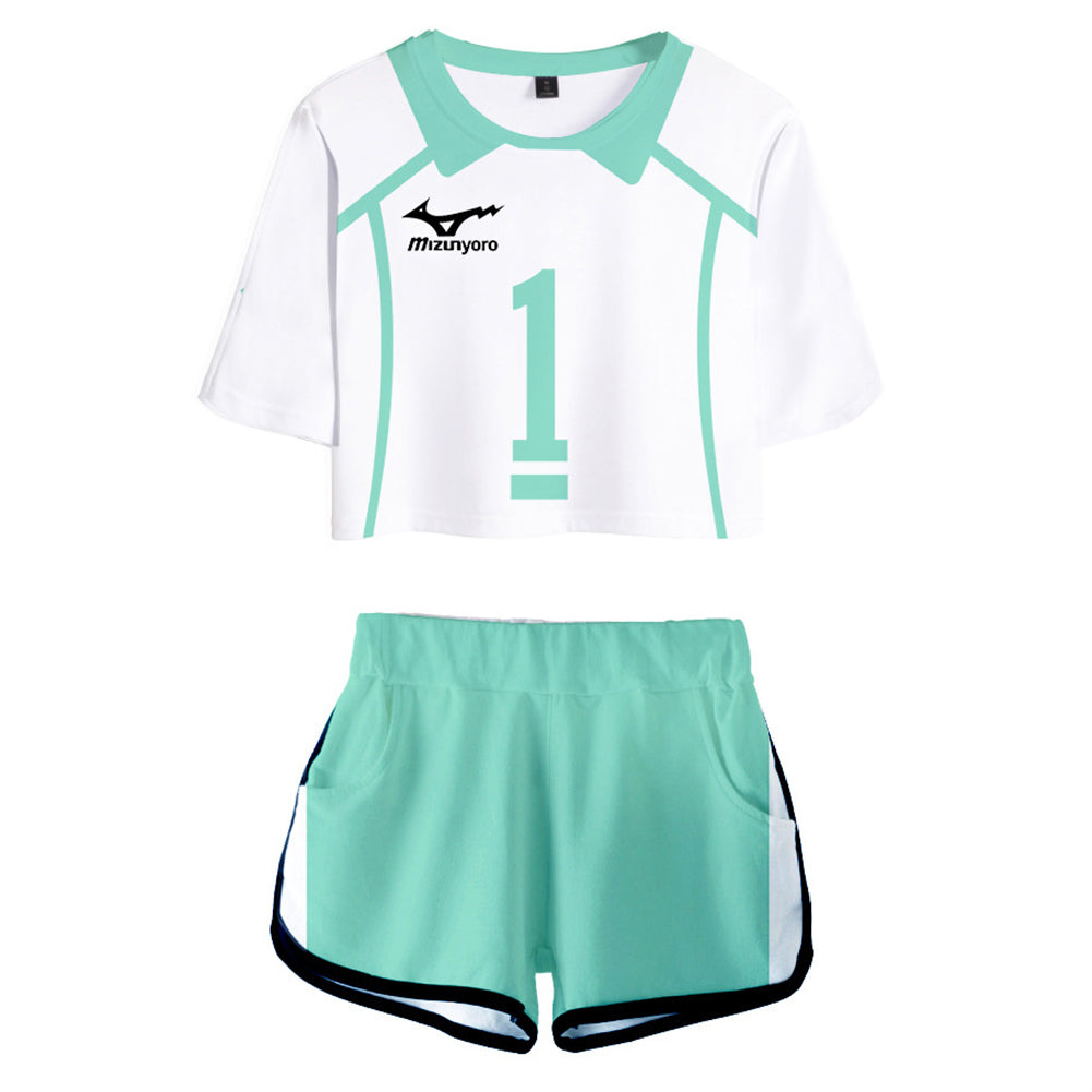 Haikyuu Aobajohsai High School Oikawa Tooru Cosplay Uniform Jersey Sportswear Top Shorts Set for Women